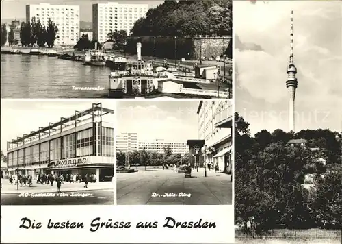 Dresden Terrassenufer Gaststaette Am Zwinger Dr. Kuelz Ring Kat. Dresden Elbe