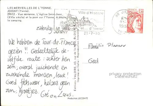 Joigny Yonne Fliegeraufnahme Eglise Saint Jean  Kat. Joigny