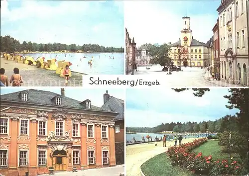 Schneeberg Erzgebirge Waldstrandbad Filzteich Ernst Thaelmann Platz Rathaus  Kat. Schneeberg