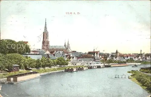 Ulm Donau Stadtblick mit Muenster Kat. Ulm