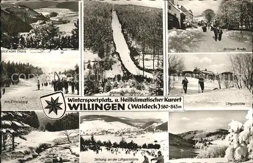 Willingen Sauerland Blick vom Trais Am Ettelsberg Muehlenkopfschanze Britoner Str Im Strycktal Liftgaststaette  Kat. Willingen (Upland)