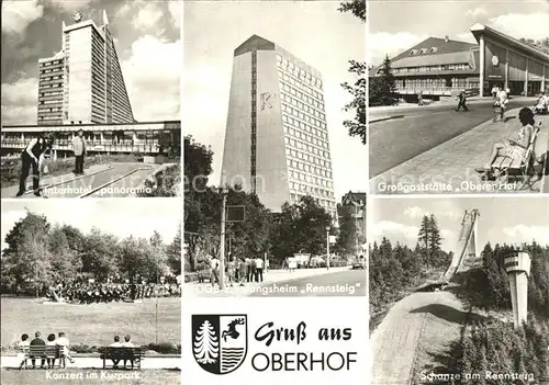 Oberhof Thueringen Inerhotel Panorama FDGB Heim Rennsteig Grossgaststaette Oberer Hof Kurpark Konzert Schanze am Rennsteig Kat. Oberhof Thueringen