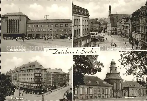Zwickau Sachsen Hauptbahnhof Markt mit Rathaus Ringkaffee Museum Kat. Zwickau