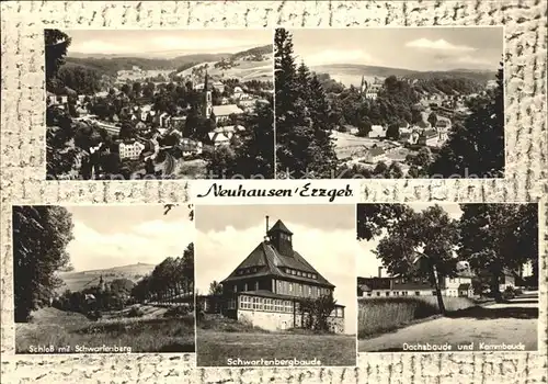 Neuhausen Erzgebirge Totalansicht Schloss mit Schwartenbergbaude Dachsbaude und Kammbaude Kat. Neuhausen Erzgebirge