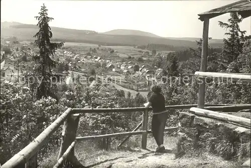 Finsterbergen Blick von der Blockhuette am Hainfelsen Kat. Finsterbergen Thueringer Wald