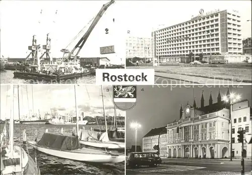 Rostock Mecklenburg Vorpommern ueberseehafen Interhotel Warnow Blick zum alten Hafen Rathaus Kat. Rostock