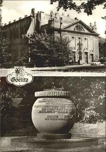 Goerlitz Sachsen Kulturstaette Stadthalle Gedenkstein 15ter Meridian Kat. Goerlitz