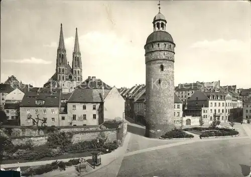 Goerlitz Sachsen Altstadt Nicolaigraben mit Nicolaiturm und Peterskirche Kat. Goerlitz