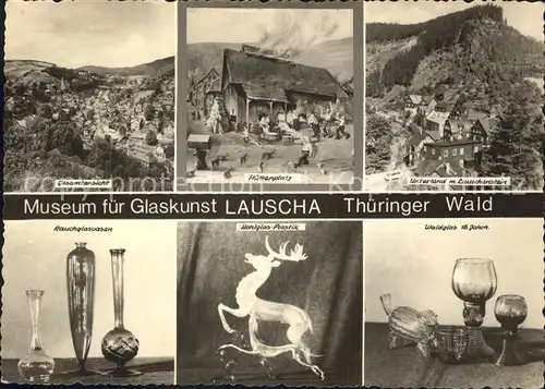 Lauscha Total Huettenplatz Unterland mit Lauschenstein Rauchglasvasen Hochglas Plastik Waldglas Kat. Lauscha