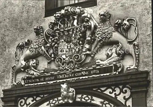 Augustusburg Wappen am Portal des Schlosshofes Kat. Augustusburg
