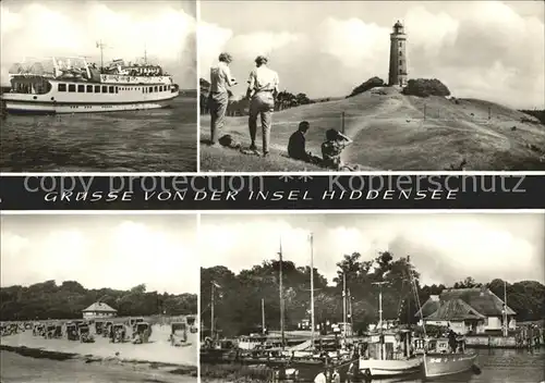 Insel Hiddensee Fahrgastschiff Leuchtturm Strand Hafenpartie Kat. Insel Hiddensee