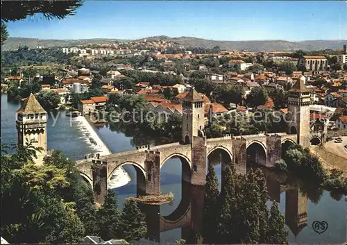 Cahors Vue panoramique sur la Ville et le Pont Valentre Kat. Cahors