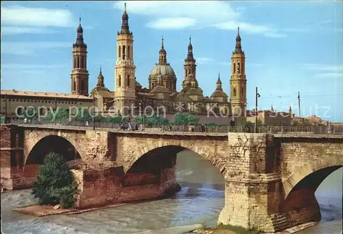 Zaragoza Aragon Basilica del Pilar y Puente de Piedra Kat. Zaragoza Saragossa