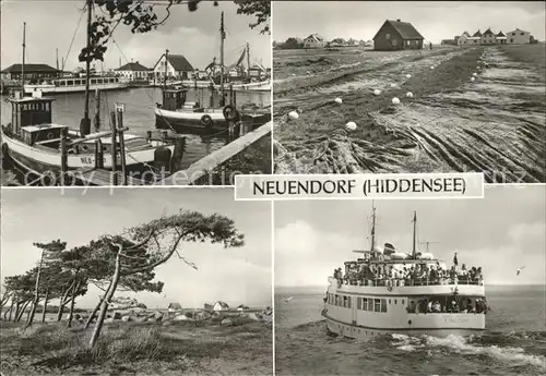 Neuendorf Hiddensee Hafen Fischkutter Faehre Fischernetze Kat. Insel Hiddensee