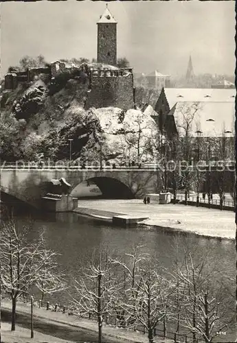 Halle Saale Burg Giebichenstein Bruecke Weihnachtskarte Neujahrskarte Kat. Halle