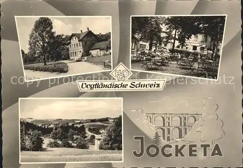 Jocketa Panorama Landschaft Gaststaette Vogtlaendische Schweiz Gartenterrasse Elstertalbruecke Kat. Poehl Vogtland