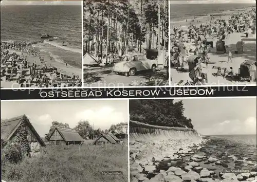 Koserow Ostseebad Usedom Neptuns Ankunft Zeltplatz Strand Fischerhuetten Streckelberg Kueste Kat. Koserow