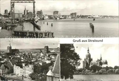 Stralsund Mecklenburg Vorpommern Ruegendammbruecke uebersicht Marienkirche Kat. Stralsund