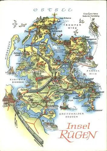 Bergen Ruegen Landkarte Insel Ruegen Kat. Bergen