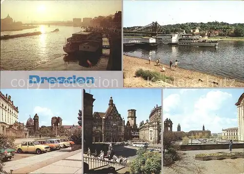 Dresden Dampferanlegestelle Sonnenuntergang Blaues Wunder Ruine Frauenkirche Georgentor Neumarkt Kat. Dresden Elbe