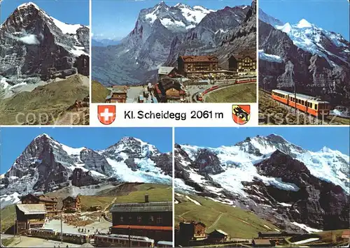 Kleine Scheidegg Wengen Passhoehe Zahnradbahn Eiger Nordwand Wetterhorn Jungfraubahn Eiger Moench Jungfrau Berner Alpen Kat. Scheidegg Kleine