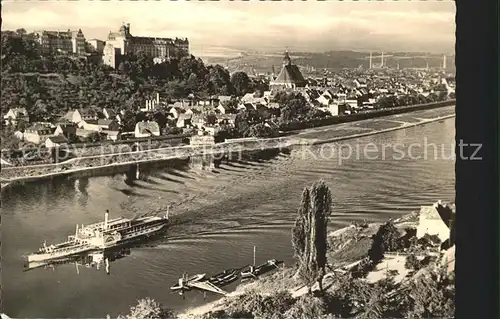 Pirna Blick ueber die Elbe Dampfer Schloss Kat. Pirna