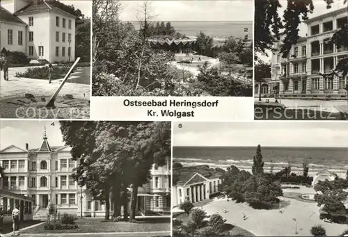 Heringsdorf Ostseebad Usedom Kurpromenade Sonnenuhr Pavillon FDGB Erholungsheim Ferienheim Kulturhaus Kat. Heringsdorf