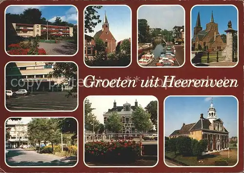 Heerenveen Teilansichten Kirche Kanal Gebaeude Kat. Heerenveen