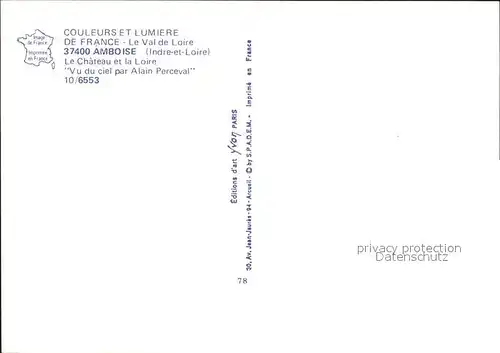 Amboise Chateau et la Loire vue aerienne Collection Couleurs et Lumiere de France Kat. Amboise