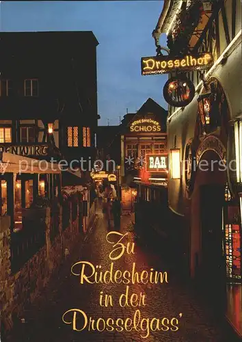 Ruedesheim Rhein Drosselgasse am Abend Kat. Ruedesheim am Rhein