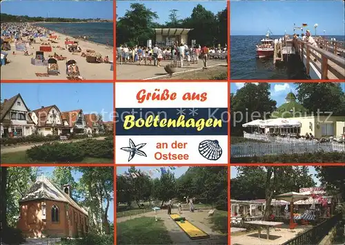 Boltenhagen Ostseebad Strand Konzertpavillon Steg Bootsanleger Restaurant Kirche Minigolf Kat. Ostseebad Boltenhagen