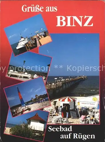 Binz Ruegen Bootsanleger Seebruecke Strand Kat. Binz