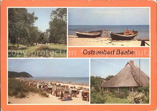 Baabe Ostseebad Ruegen Kurpark Boote Strand Rohrdachhaus Kat. Baabe
