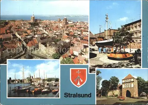 Stralsund Mecklenburg Vorpommern Blick von St Marien Kutter Meeresmuseum Hafen Kniepertor Kat. Stralsund