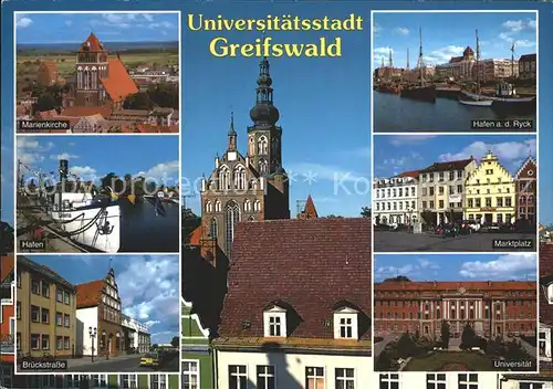 Greifswald Mecklenburg Vorpommern Marienkirche Hafen Ryck Marktplatz Universitaet Brueckstrasse Kat. Greifswald