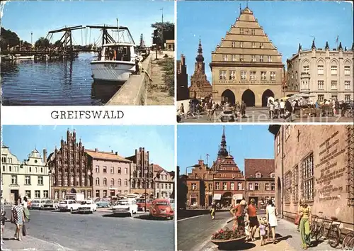 Greifswald Mecklenburg Vorpommern Wiecker Bruecke Rathaus Platz der Freundschaft Markt Kat. Greifswald