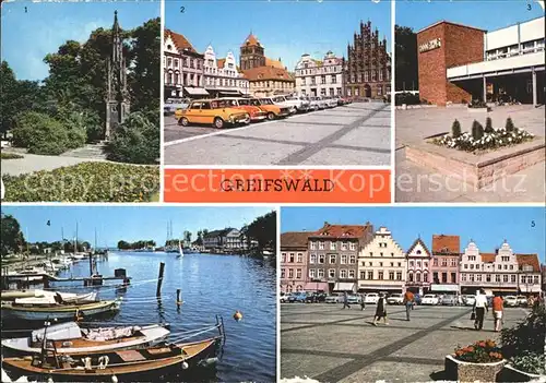 Greifswald Mecklenburg Vorpommern Rubenowdenkmal Platz der Freundschaft HOG Boddenhus Hafen Wieck Kat. Greifswald