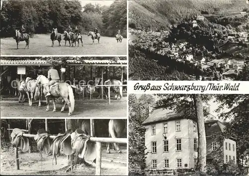 Schwarzburg Thueringer Wald Reitplatz an der Fasanerie Talblick Kat. Schwarzburg