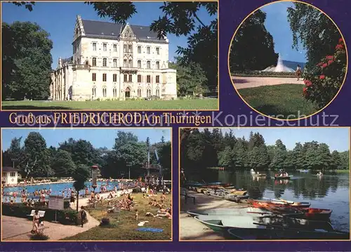 Friedrichroda Schloss Reinhardsbrunn Puschkinpark Schwimmbad Gondelteich Kat. Friedrichroda