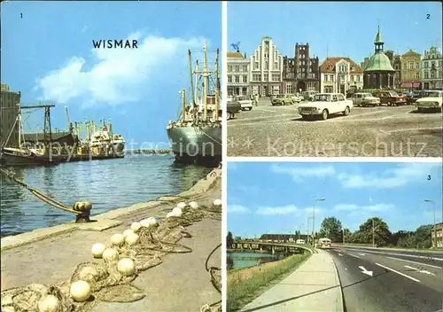 Wismar Mecklenburg Hafen Schiffe Markt Wasserkunst Hochbruecke