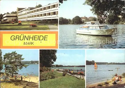 Gruenheide Mark Erholungsheim am Werlsee Peetzsee Badestrand Motorboot Kat. Gruenheide Mark