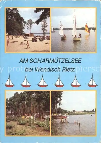 Wendisch Rietz Badestrand Schwarzhorn Segeln Windsurfen Campingplatz Scharmuetzelsee Kat. Wendisch Rietz