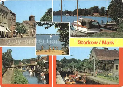 Storkow Mark Altstadt Storkower See Kanal Schleuse Kat. Storkow Mark