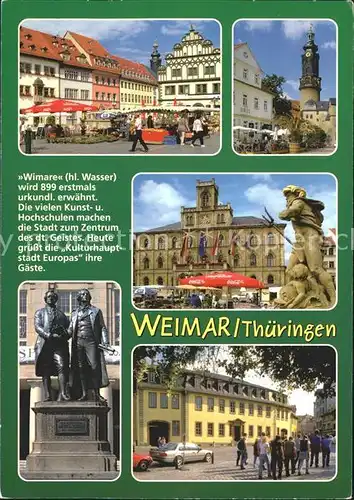 Weimar Thueringen Marktplatz Rathaus Neptunbrunnen Goethe Schiller Denkmal Kirche Kat. Weimar