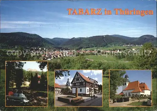 Tabarz Panorama Blick vom Kurpark Winkelhof Inselsbergklinik Lindenstrasse Kirche Kat. Tabarz Thueringer Wald