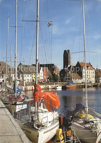 Wismar Mecklenburg Hafenpanorama Hansestadt Segelboot Kirche
