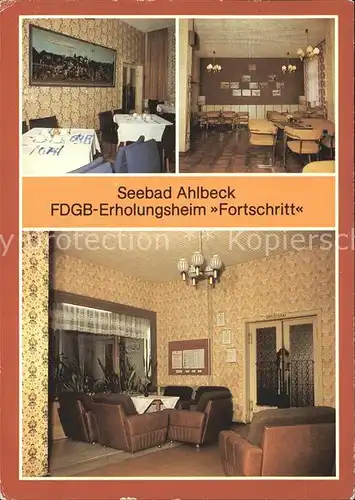 Ahlbeck Ostseebad FDGB Erholungsheim Fortschritt Gaststaette Speisesaal Wandbild Vestibul Kat. Heringsdorf Insel Usedom