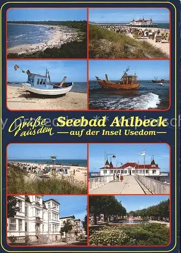 Ahlbeck Ostseebad Strand Seebruecke Fischkutter Park Promenade Ortspartie Kat. Heringsdorf Insel Usedom