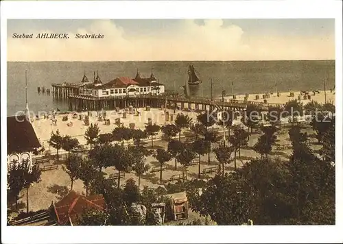 Ahlbeck Ostseebad Strand Seebruecke um 1920 Repro Kat. Heringsdorf Insel Usedom