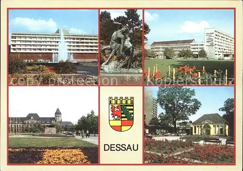Dessau Rosslau Haus des Reisens Stadtpark Kentaur Scheibe HO Hotel Hauptpost Teehaeuschen Kat. Dessau Rosslau